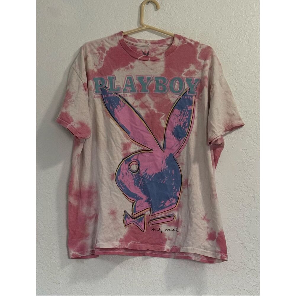 Playboy Bunny Andy Warhol Pink Tie Dye Short Sleeved Graphic Shirt XL